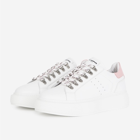 NWT The Kooples White Leather Sneakers with Pink, Size 9 (The Kooples size 40) - Picture 10 of 17